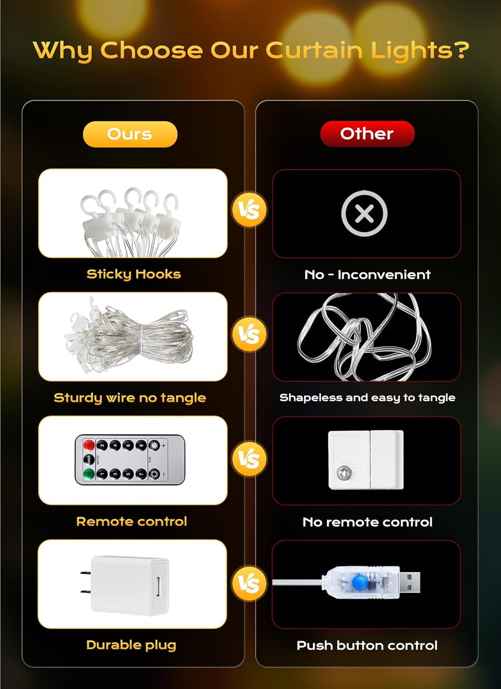 300 LED Curtain String Lights, 9.8 FT Hanging Fairy Lights with Remote, 8 Modes, Waterproof Window Lights for Bedroom Backdrop Wedding Outdoor Party Christmas Decorations(Not Connectable)