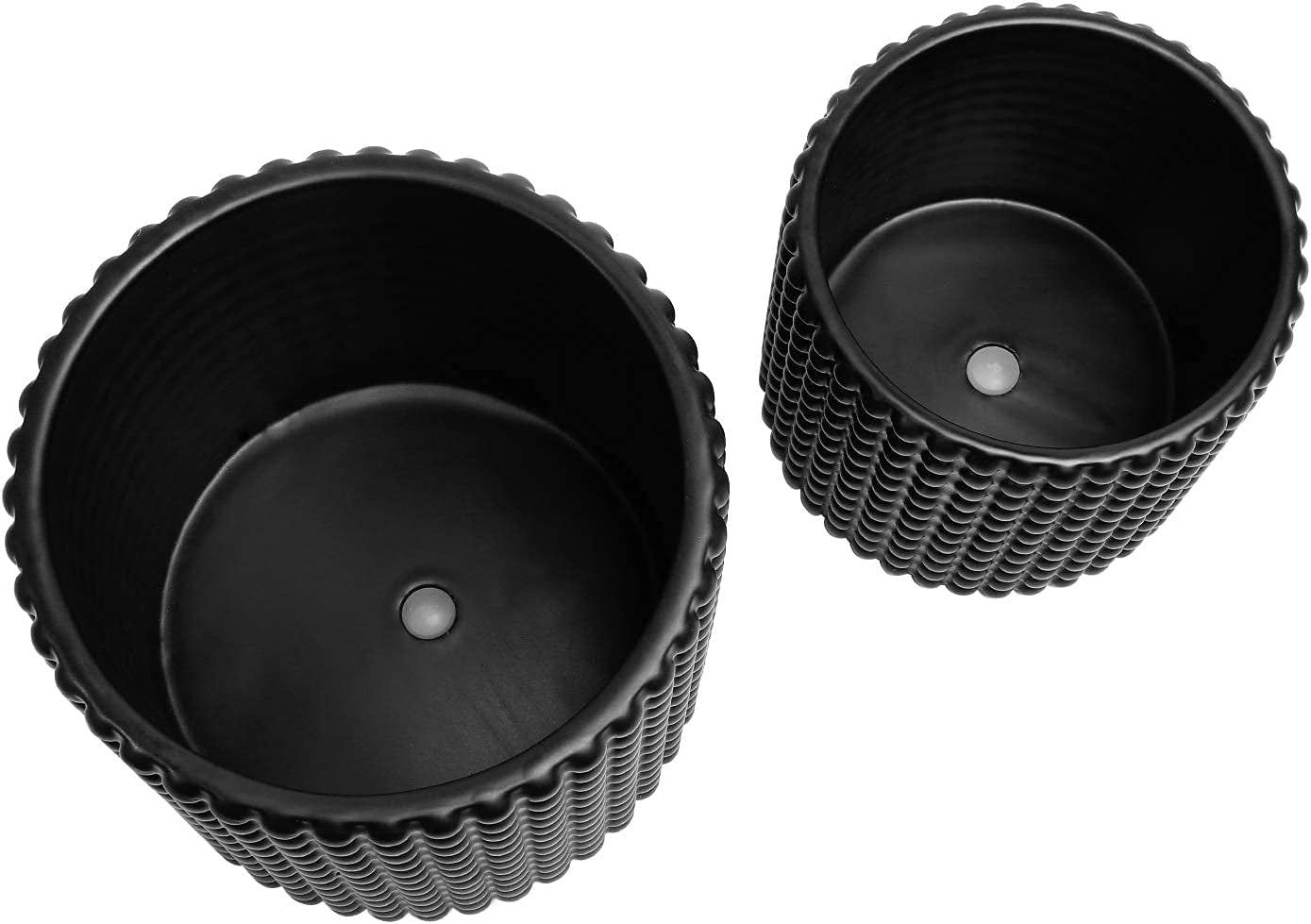 Black Ceramic Vintage Style Hobnail Patterned Planter Pots 6 and 5 Inch Containers with Watering Drain Plug for Indoor Succulent Plants or Flowers