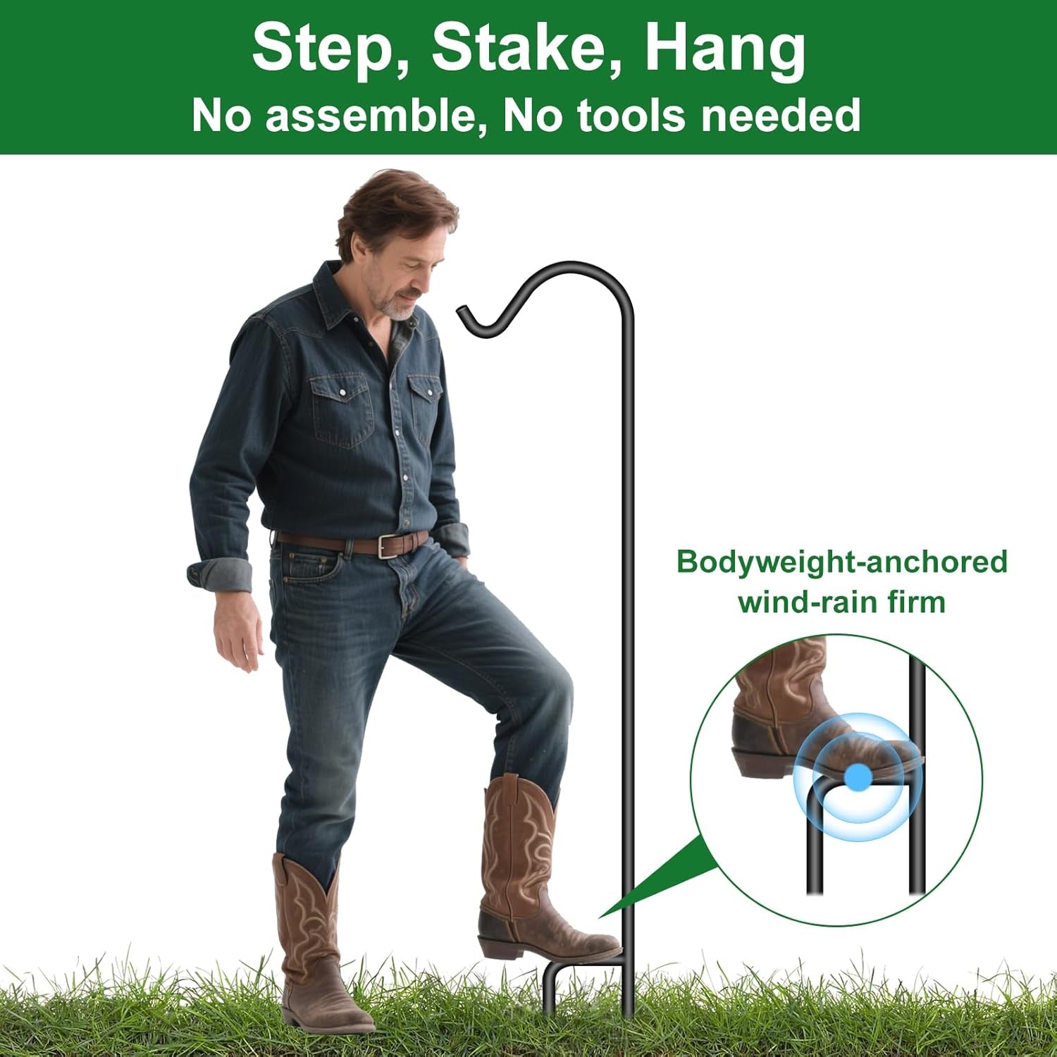 12 Pack Solid Shepherd Hook 37 Inch One Piece Structure No Assembly Required Heavy Duty Shepards for Garden Outdoor Hanging Plants Hanger Lanterns Wedding Black Inch Thick