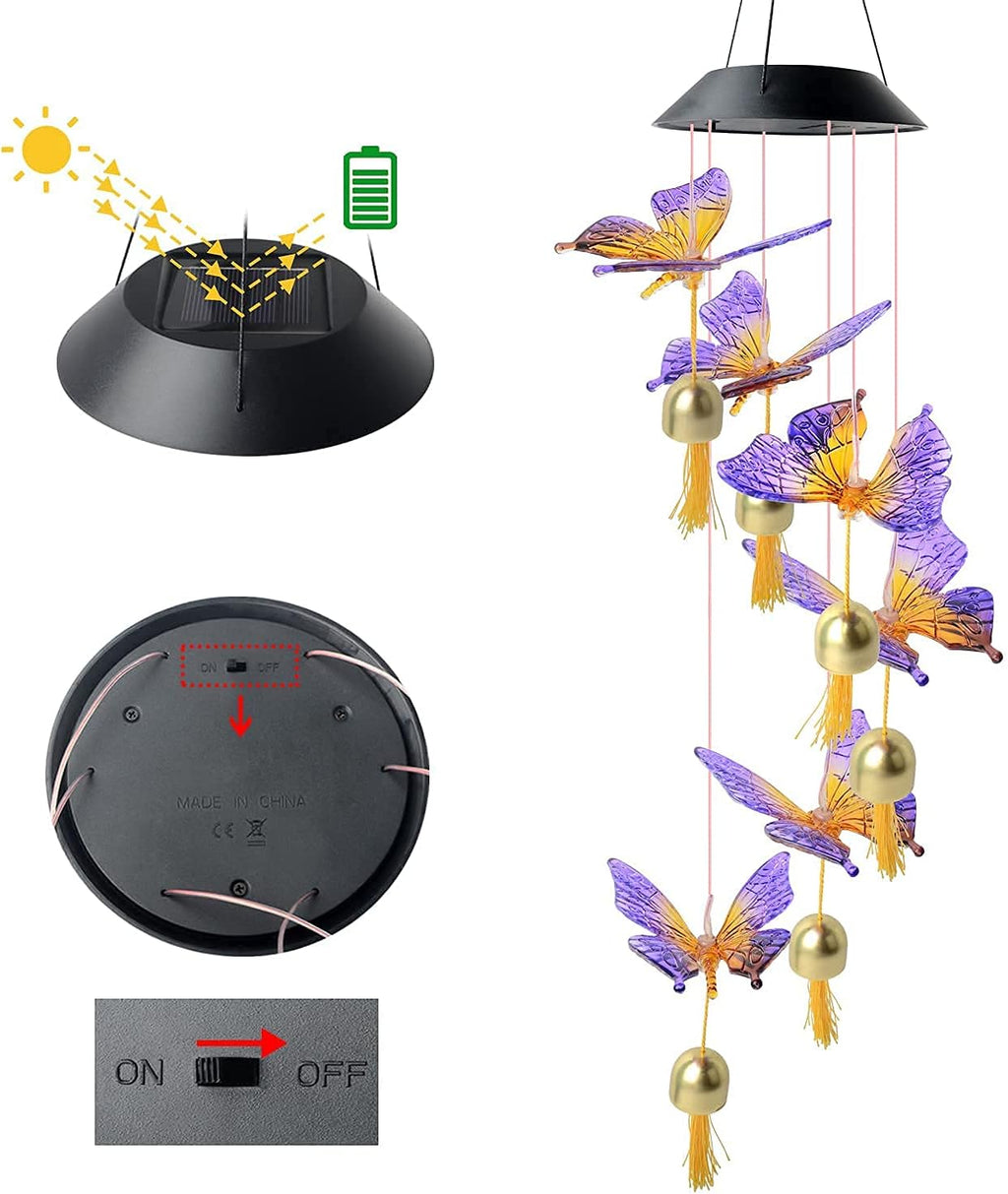 Butterfly Wind Chimes, Christmas Wind Chimes Solar