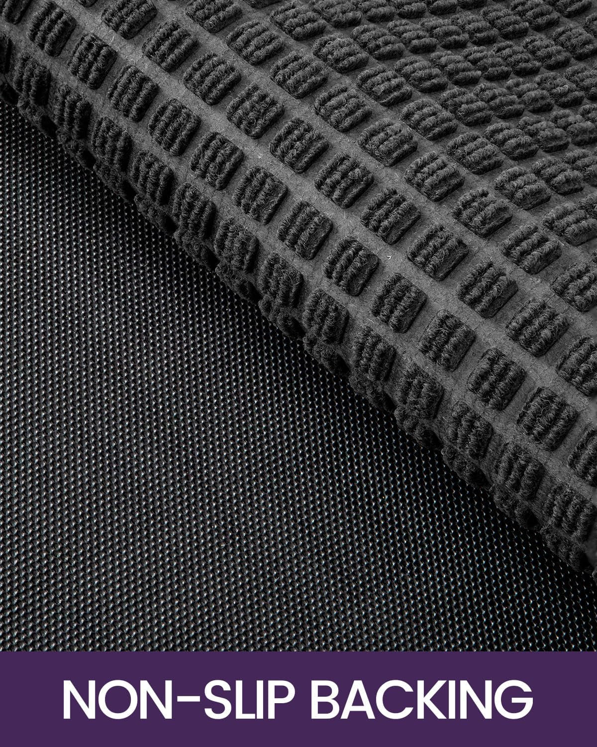 Front Door Mat outside Entrance, Rubber Entry Doormat Heavy Duty, Welcome Mats Non Slip for inside House Floor Entryway Back Doors Exterior Patio, 17X29 Squares Grey