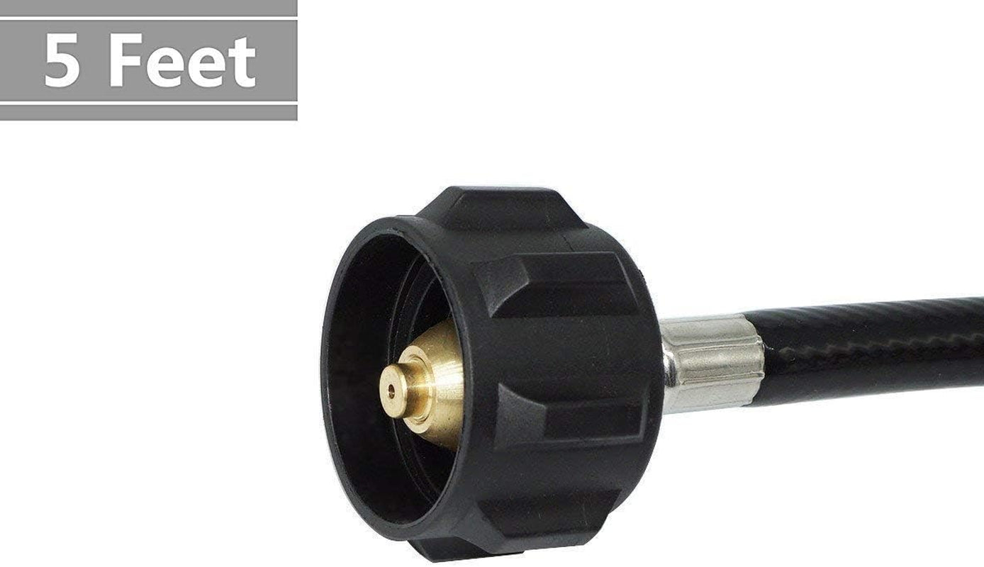 5 Feet Propane Adapter Hose 1 Lb to 20 Lb Converter Replacement for Qcc1/Type1 Tank Connects 1 LB Bulk Portable Appliance to 20 Lb Propane Tank - Safety Certified