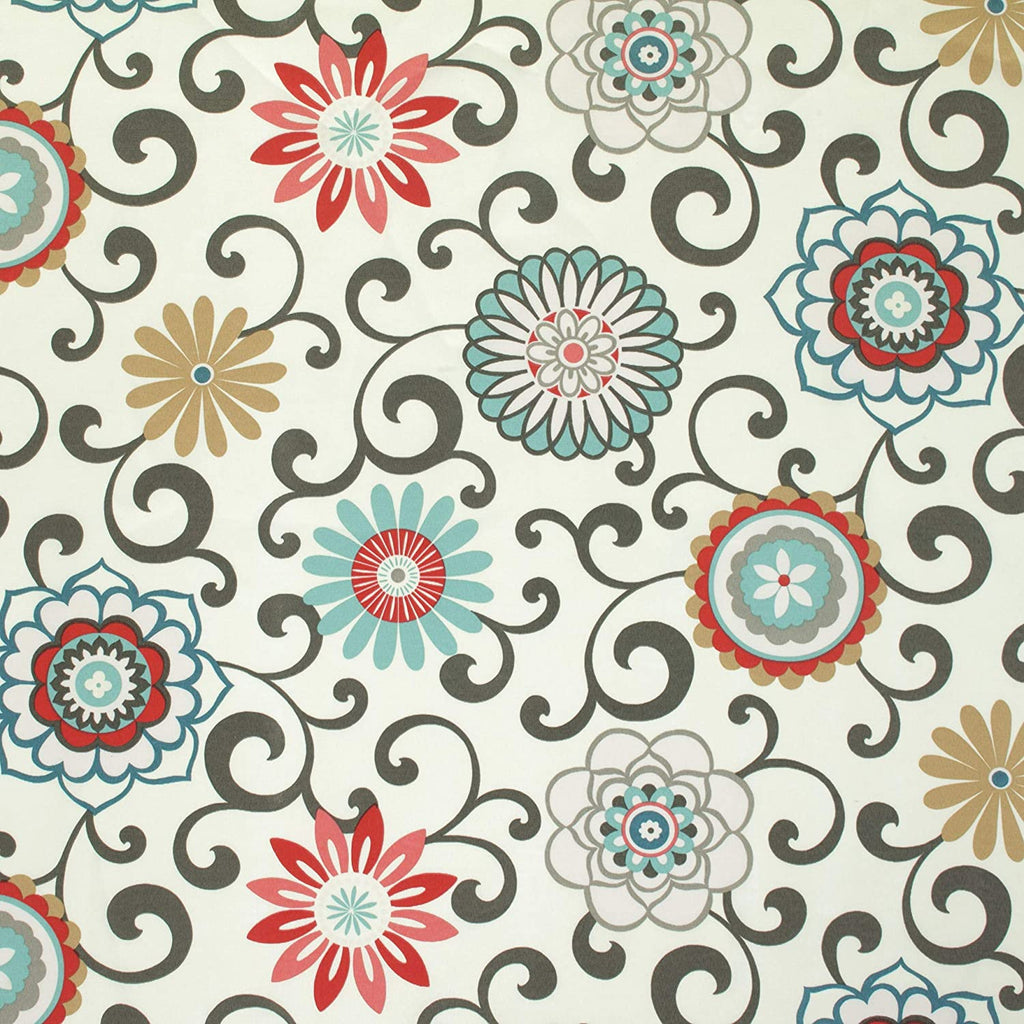 Bright Floral Indoor/Outdoor Throw Pillows, 2 Count, Lumbar - 11.5" X 18.5", Blue/Brown Pom Pom Play