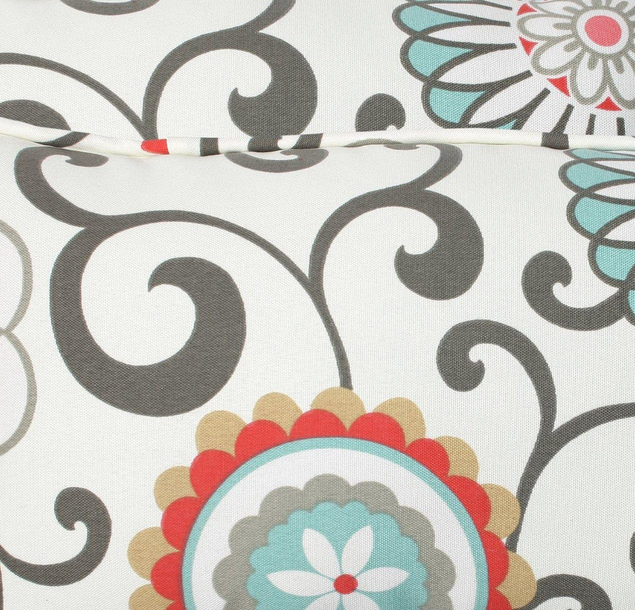 Bright Floral Indoor/Outdoor Throw Pillows, 2 Count, Lumbar - 11.5" X 18.5", Blue/Brown Pom Pom Play