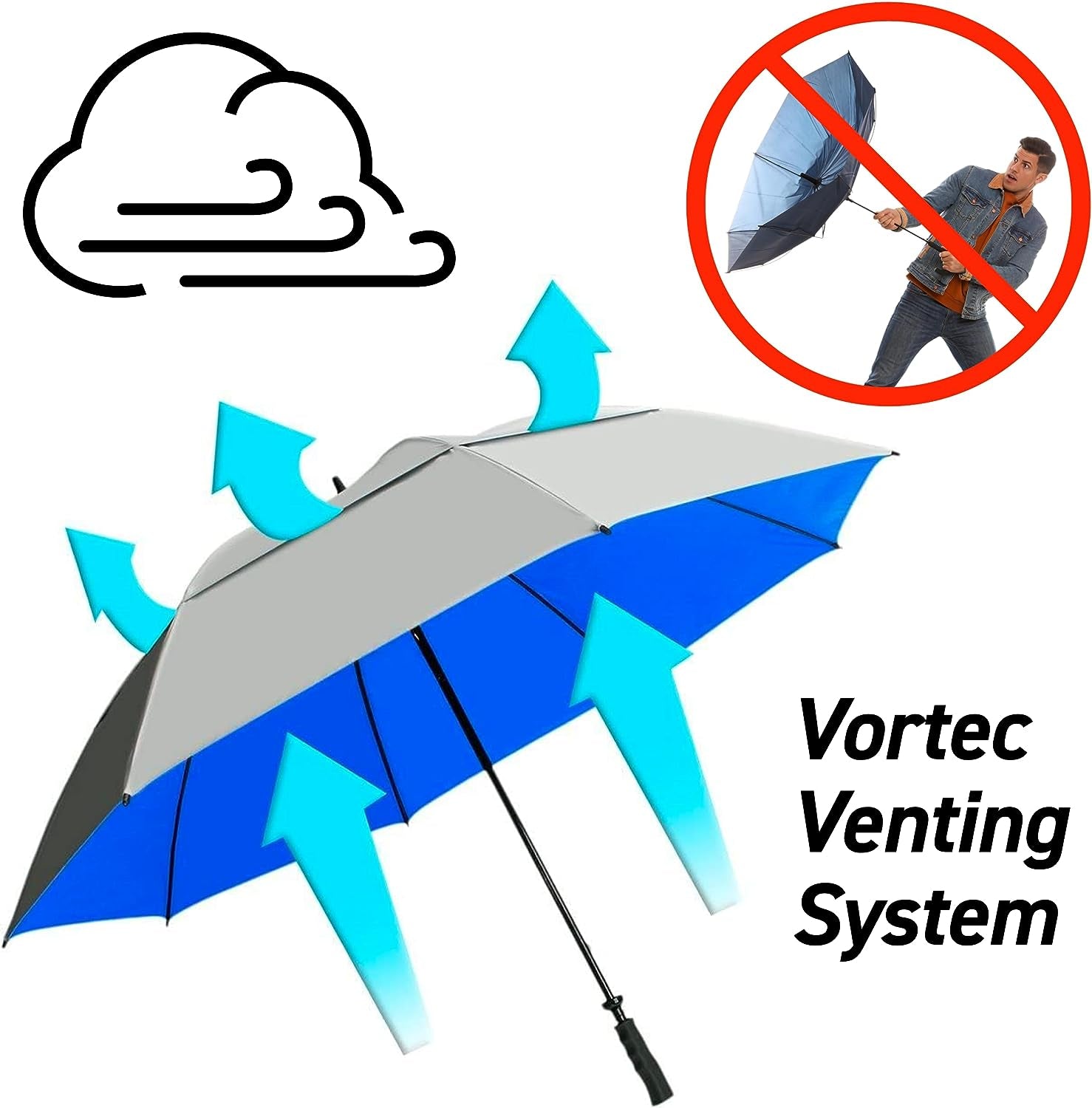 68" UV Protection Wind Cheater Vented Canopy Umbrella