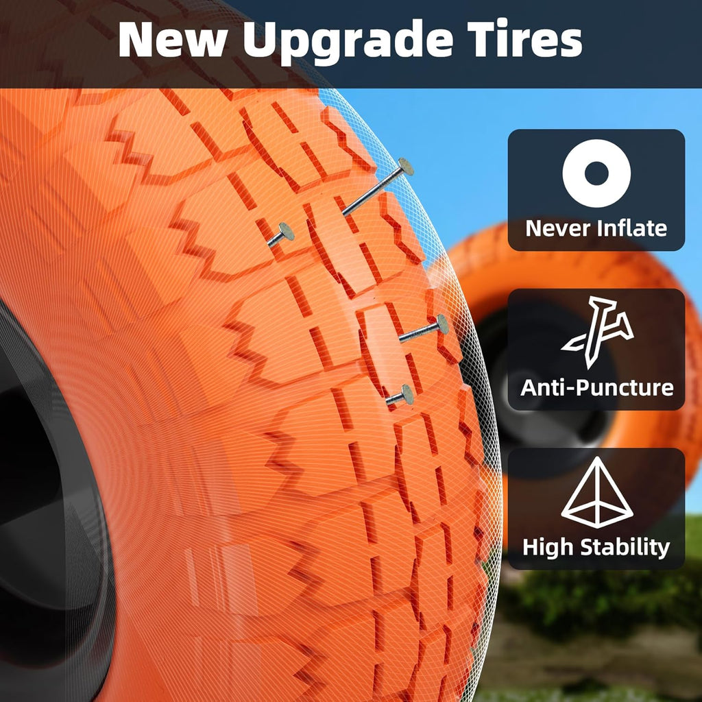 【UPGRADED】4.10 3.50-4 Tire and Wheel, 10 Inch Flat Free Tires 4 Pack with 5/8” Axle Bore Hole and Double Sealed Bearings, for Dolly Tires/Hand Truck/Dump Cart